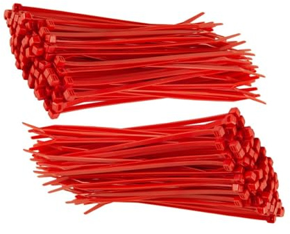 TERF® 100 bridas rojas de 140 mm x 3,6 mm de nailon de alta calidad, mecanismo de autobloqueo seguro para el hogar, oficina, jardín, garaje, taller, bricolaje, multiusos