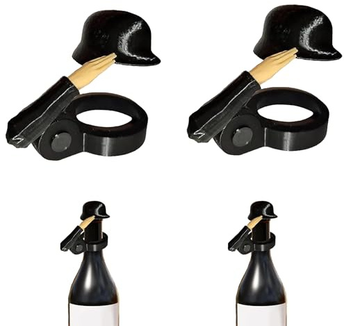 Soldat Salute Bier, Soldat Salute Bierflaschenhelm, Bierflaschen Helm, Helmflaschenöffner, lustiger Salute-Soldaten-Bierhelm,Wiederverwendbar,für Veteranen,aktive Soldaten (2 Stück Schwarz)