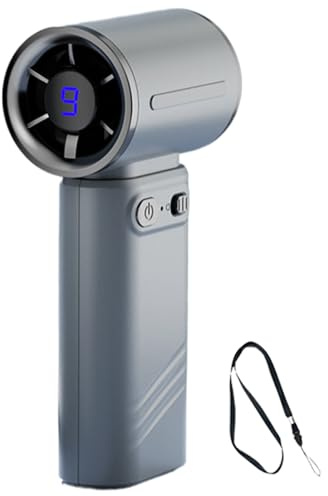 Ventilateur portable à grande vitesse, ventilateur manuel avec flux d'air réglable et taille compacte, refroidisseur personnel avec écran numérique pour les voyages, le camping et la randonnée