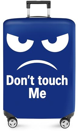 ANNA QUEEN Funny Luggage Cover, Don't Touch Me Blue Face Design, Stretchable, Washable Travel Protector for 32-34 Inch Luggage