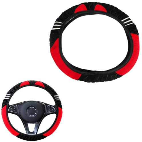 COYUN 1 pcs Suede Auto Lenkradbezug, Universelle Komfort Lenkradabdeckung, Gepolsterte Räderabdeckung für Limousine, Dünne Auto Griff Abdeckungen, Rot