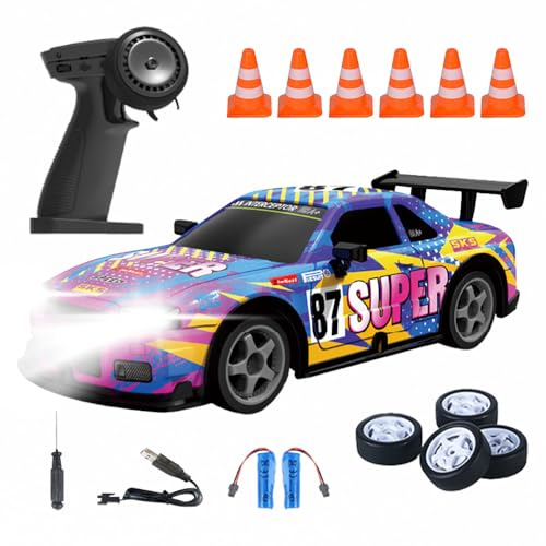 Mineup RC Drift Car, 1:22 radiostyrd bil, 15 km/h 4WD RC bilar leksak, 2,4 GHz leksaksbil, leksak racerbil med LED-ljus för från 16 + vuxna