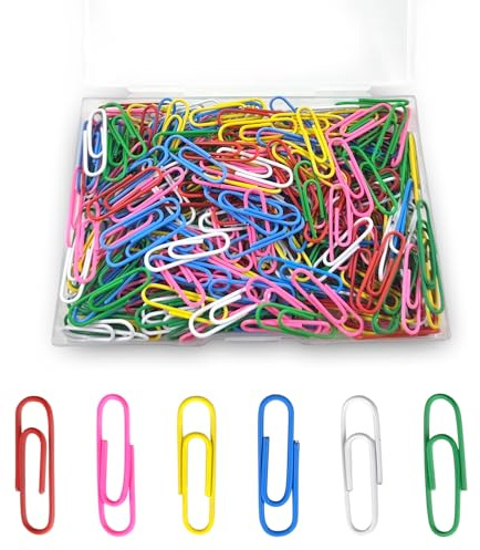 250 Stück Büroklammern Bunt, 28mm Mehrfarbig Büroklammern Aktenklammern Büromaterial,Bürobedarf Beschichtete Büroklammern für Büro, Schule und Persönlichen Gebrauch(28mm Bunt)