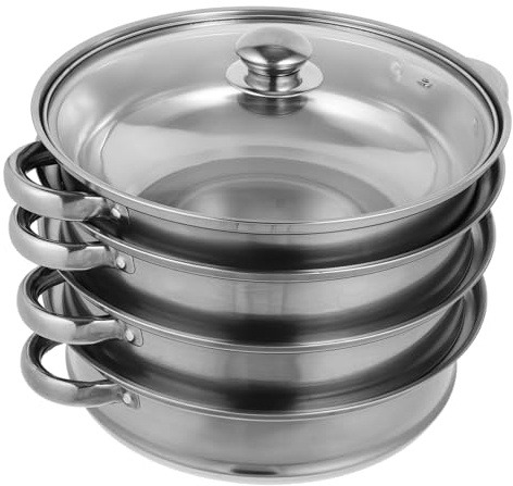 LIFKOME Casserole Vapeur Inox Couches Épaisse Multifonction pour Cuisson Vapeur Induction Marmite Soupe et Légumes Inox Alimentaire