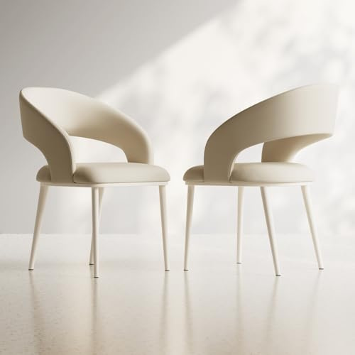 Guyii Esszimmer Stühle 2er Set – Moderne Beige Polsterstühle, Komfortabler Sitz für Dining Chair, Cremeweiß Küchenstuhl für Zuhause, Stilvolle Essgruppe Stuhl