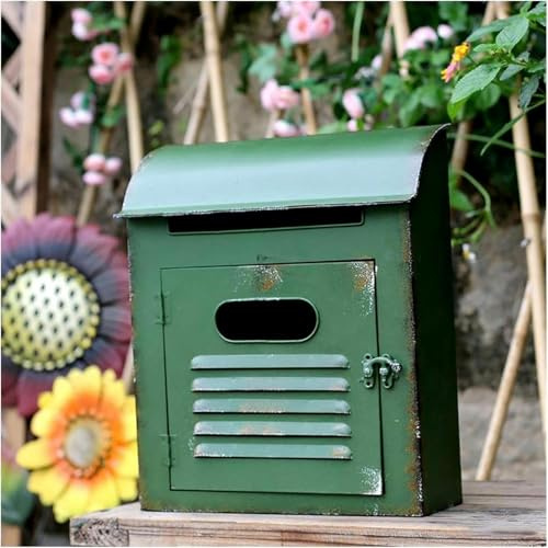 QUANGJN Wall Mounted Mailbox Wall Mounted Mailbox Post Box Wall Mounted Mailbox Retro Wall Decoration Gardening Decoration Fence Courtyard Garden Wall Outdoor Wall Mailbox American Villa~/