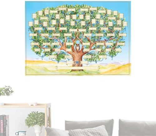 TyCylKu Stammbaum Diagramm 40x60cm Stoff Ausfüllbares Leeres Stammbaum Poster Zum Ausfüllen, 10 Generation, Ahnentafel Stammbaums Schmuck Wanddeko Für Eltern Großeltern Kinder Ehepartner Teenager
