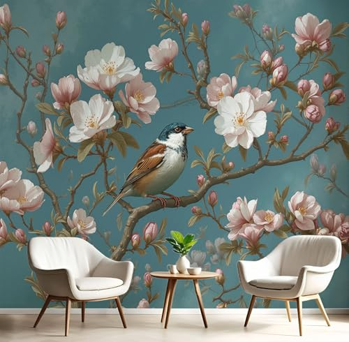 Carta da Parati PanoramicaClassico Fiore Di Pesco Foto Wallpaper PosterXXL DesignStile Cinese Floreale Murale Decor della Parete Soggiorno Camera da Letto Carta da Parati Muro500×350cm