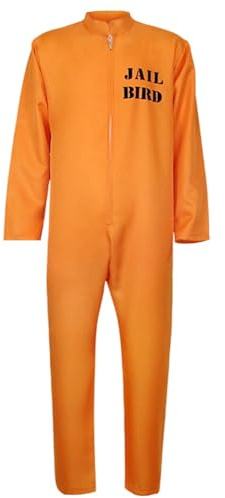 Prisoner Costume Carcerato Uomo Costume Uomo Tuta Da Lavoro Agricoltura Costumi Halloween Vestito Detenuto Arancione Pantalone Protettiva Gialla 4Xl Vestiti Prigioniero Giardinaggio Adulto Tute