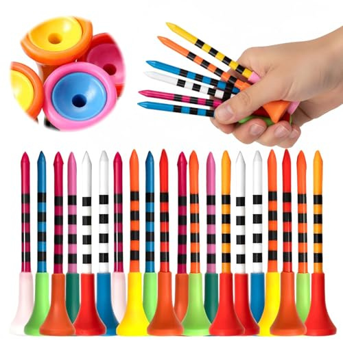 ZYLOUY 50 Stück 85×17mm Golf Tees, 10 Farbes Kunststoff Golf Tees, 85mm Bunt Kunststoff Tee, Golf Zubehör für Hobbygolfer, Langlebige Tee für Training Wettkampf Abschlag Übungs