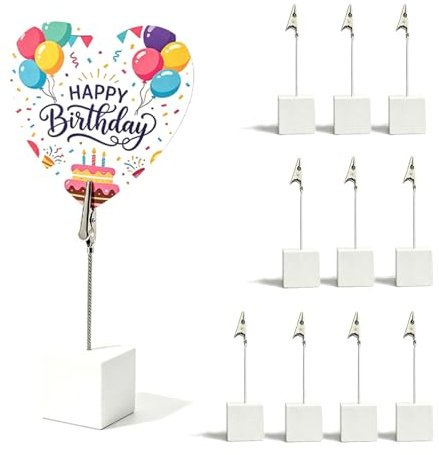 10 Unidades Soporte Fotos con Pinzas Metálicas - Portafotos. | Portapapeles y Soportes de Mesa para Fotos, Notas y Tarjetas de Mesa - Ideal para Aulas de Primaria, Oficina y Uso Doméstico