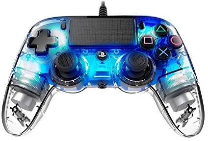 Nacon Manette filaire Compact Controller transparente bleue pour PS4 compatible PC