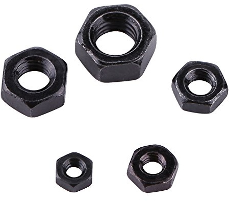 DIN934 Sechskantmuttern 100pcs 8.8 Kohlenstoffstahl Schwarzverchromt Vollgewinde M4 für Maschinenbau und Möbelmontage