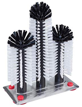 BÜMAG eG Profi Spülbürsten 3 Säulen montiert mit breiter Aluminium-Saugnapfplatte Spülbürste für Gläser 18-24-18cm