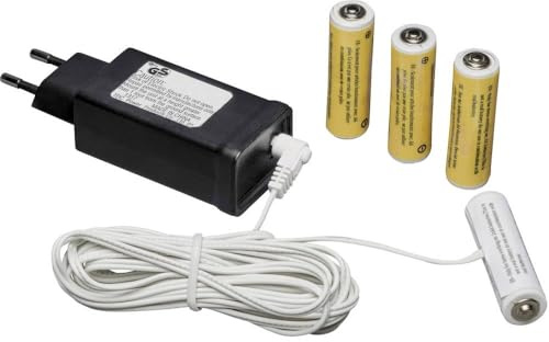 Konstsmide Netzadapter für Batterieartikel mit 4 x AA 1.5V Batterien, 6V, weißes Kabel - 5164-000