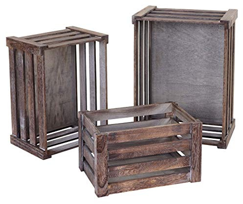Mendler 3er Set Holzkiste HWC-C56, Weinkiste, Vintage - braun, shabby | Dekokiste, Aufbewahrungskiste, Obstkiste, Shabby-Look