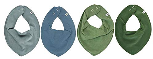 Pippi Halstücher 4er Pack Baby Lätzchen Dreieckstücher (Blau + Grün)
