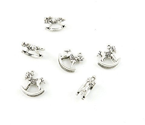 T5AP1T Schmuck-Anhänger mit Schaukelpferd, Antik-Silber silberfarben antik-optik