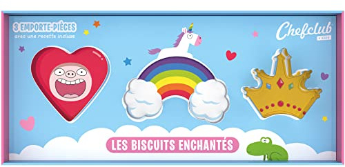 Chefclub Kids – Kit cortador de galletas para niños, galletas encantadas: corazón, arco iris y corona