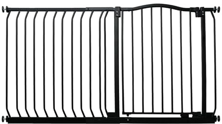 Bettacare Curved Top Hundgrind, 171cm - 180cm, Mattsvart, Tryckmontering Husdjursgrind för Hund och Valp, Husdjursbarriär för Hund, Enkel Installation