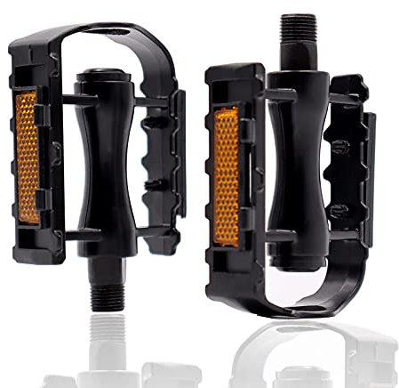 Fahrradpedale, 1 Paar Bike Pedale mit Anti-Rutsch und Reflektoren, MTB Pedale mit Aluminiumlegierung für Mountainbike, Rennräder, Citybike, Fitness-Bike (Schwarz)