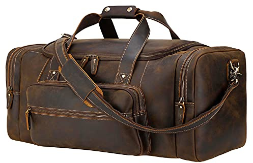 Polare Reisetasche für Herren, 58,4 cm, Vollnarbenleder, Wochenendtasche, Reisetasche