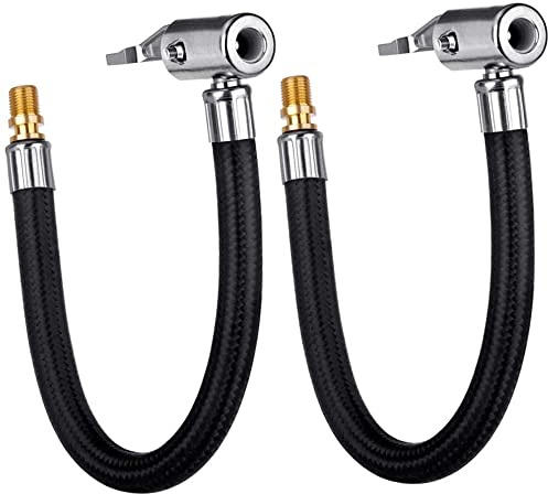Hsthe Sea Adaptador de Manguera de Bomba de inflador de 2 uds con portabrocas de neumático de Aire de Bloqueo, Clip de válvula portátil de neumático Flexible Trenzado