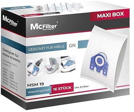 McFilter I 16 Staubsaugerbeutel geeignet für Miele Staubsauger Classic C1 EcoLine Plus I Staubbeutel inkl. 8 Filter I MAXI BOX