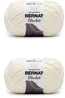 Bernat filt vintage vitt garn – 2-pack med 300 g/10,5 oz – polyester – 6 superskrymmande – 220 meter – stickning/virkning