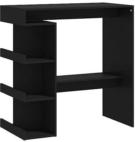 vidaXL Bartisch mit Regal Bartresen Stehtisch Tresentisch Bistrotisch Küchentisch Loungetisch Tisch Schwarz 100x50x101,5cm Holzwerkstoff