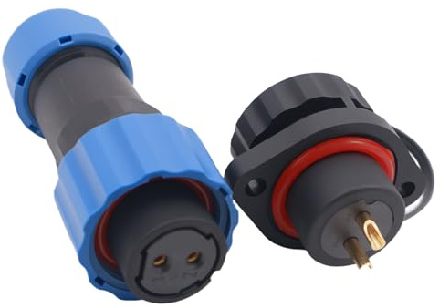 Elecbee Wasserdichter Stecker und Buchse SP17 weiblicher Stecker und männliche Buchse 2-Loch-Flansch-Luftfahrt-Steckverbinder (SP17 2 polig)