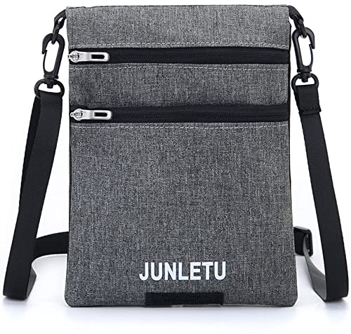 AYGCI Brustbeutel Herren Damen, Klein Brusttasche Nacken Geldbörse Multifunktional wasserdichte Umhängegeldbeutel Reisegeldbeutel Neck Pouch Halstasche für Reisedokument Handy Reisepass Tasche Grau