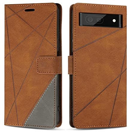 SONWO Hülle für Google Pixel 6A, Premium PU Leder Handyhülle Flip Case Wallet Lederhülle Silikon Schutzhülle Klapphülle für Google Pixel 6A, Braun
