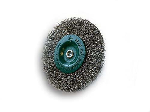 Kibros Lot 10 brosses circulaires tige Ø 100 mm inox dur 8 mm | Fil inox dur Ø 0,30 mm, 1 rang, tige Ø 6 mm, pour perceuse ou visseuse à mandrin, décapage brossage nettoyage.