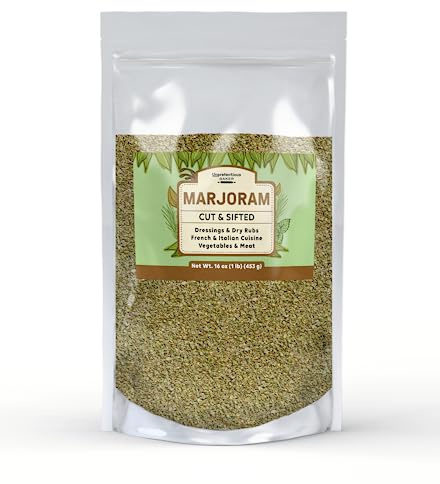 Unpretentious Marjoram, 1 lb, Cut & Sifted, French & Italian Cuisine, Dressings & Dry Rubs