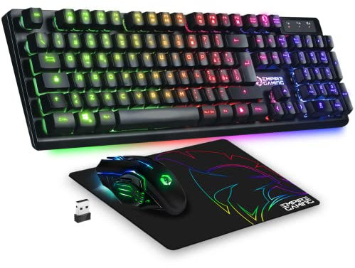 EMPIRE GAMING Armor RF800 Wireless Ricaricabile Tastiera e Mouse Combo QWERTY (Italiana-Layout) - 2.4G RGB With 4800 DPI and Tappetino - for PC PS4 PS5 Xbox One/Series Mac-Nero
