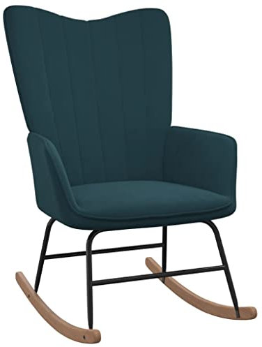 Makastle Schaukelstuhl Stoff Schaukelsessel Moderner Schwingstuhl Sessel Stuhl Wohnzimmersessel Relaxsessel Schwingsessel Polster Relaxstuhl für Wohnzimmer, Schlafzimmer, Blau
