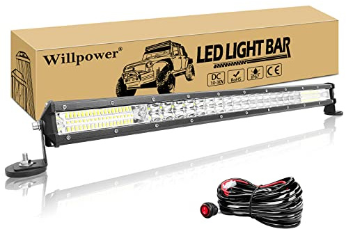 Willpower Led Arbeitsscheinwerfer Bar Traktor 24 Zoll 216W + Magnet Halterungen + Kabelbaum Led Scheinwerfer 12V 24V Zusatzscheinwerfer IP67 Wasserdicht LED Light bar für Offroad Auto LKW 4x4 ATV | LED Balken Lightbar 216W, 6000K Weiß, IP67, Offroad beleuchtung, Arbeitsscheinwerfer LKW KFZ Auto Traktor Fahrzeuge