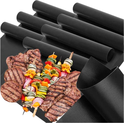 BBQ Grillmatte, Antihaft 8er Set 40x33cm Grillmatten, Backmatte für Holzkohle & Backen, Backpapier Wiederverwendbar, Dauerbackfolie für Backofen, Toll über Kohle, Gas, Weber Style Grills Grillzubehör