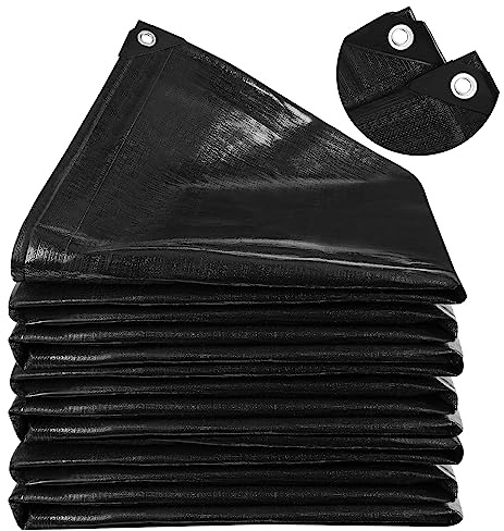 MYFAMIREA 25 x 30FT Pond Liner, 28Mil PE Preformed Pond Liner with 22 Hemmed Edge Buttonholes Sun Resistant Easy Cutting for Outdoor Ponds, Fish Koi Ponds, Garden Fountain, Waterfall Ponds