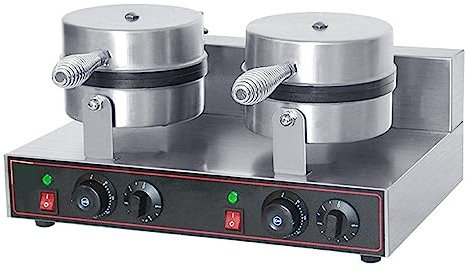RUYICZB Waffle Maker Máquina de gofres eléctrica Comercial Acero Inoxidable Antiadherente Doble Cabeza Huevo Burbuja Waffle Horno para panadería, Restaurante, Snack Bar o hogar, 2000W
