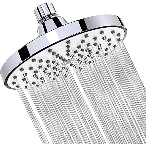 wiianoxd Alcachofa de ducha antifugas, antiobstrucciones, fija, rociador de lluvia, relajación y para alta presión y flujo de agua, articulación esférica giratoria (plata)