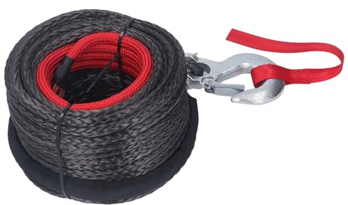 Corde DE TREUIL Corde Synthétique DE 10 Mm X 30 M avec Crochet en Acier allié et Résistance à L'abrasion, pour VTT, Camion, VTT, Auto-sauvetage, 18 740 Lb