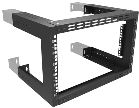 JINGCHENGMEI 6U Wandhalterung, 48,3 cm, offener Rahmen, 33–45,7 cm Tiefe | Für Server AV, IT, Netzwerkgeräte, verstellbare Tiefe 33–45,7 cm, Schwarz (6UVented)