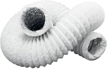 H&C VENT Flexibler Abluftschlauch Lüftungsschlauch - mit Aluminium - Isolierung PVC - Rohr- Flexschlauch - Belüftungsausgang Flexrohr für Klimaanlagen, Wäschetrockner (Weiß, Ø 200mm / Länge 3M)