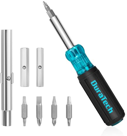 DURATECH Screwdriver, Multi Bit 11-in-1 Screw Driver & Nut Driver Set, Premium S2 Steel Bits, Portable Screw-driver, with Phillips, Slotted, Torx, Square Bits