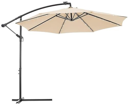Terrassenschirm Sonnenschirm Marktschirm 9,4 FT Solar-LED-Terrassenschirm Im Freien, Innenhof, Strand, Für Aufhängen, Freitragend, Ohne Sockel Sonnenschirme im Freien Gartenschirm ( Color : A , Size :