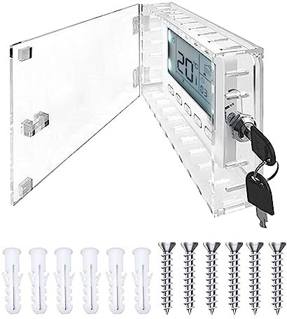 Yallmie 2 Pcs Thermostat Cover, Thermostat Lock Box 6.5X4.72In Thermostat Guard Box, Thermostat Lockable Cover Universal Acrylic Thermostat Protective Cover for Restaurants, Wall Ac Panel, School (2)