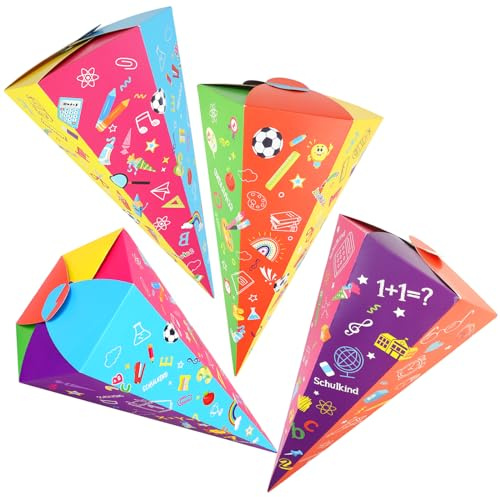 HOWAF 4 Schultüte 33CM, Geschwister Schultüte Faltbare Zuckertüte für Geschenkbox Geschenktüte Einschulung Geschenk Junge Mädch, Schulanfang Geschenk