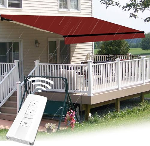 MOFGOE Tenda Retrattile Elettrica con Luci, Tende da Patio di Grandi Dimensioni Riparo Parasole, Tenda da Sole Motorizzata Impermeabile Patio Porta Finestra Ombrellone Riparo Tettoia Esterna,3X2M